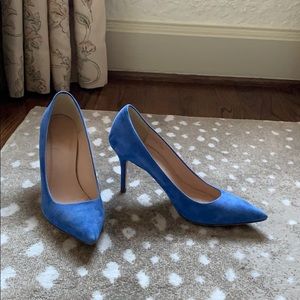 Gorgeous Blue Leather J Crew Kitten Heels, 7.5